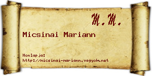 Micsinai Mariann névjegykártya